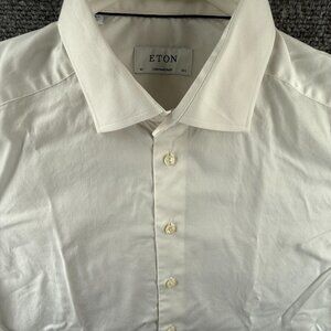 Eton Cotton 16.5 Signature Twill White Shirt Premium Long Sleeve Men Solid Adult